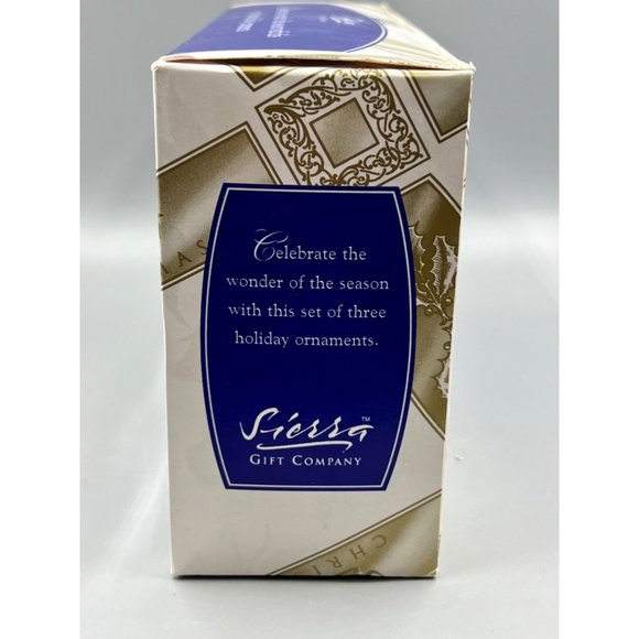 3 Pc. Sierra Gift Company Ceramic Patchwork Ornaments - Angel/Rocking Horse/Bell - Picture 6 of 9